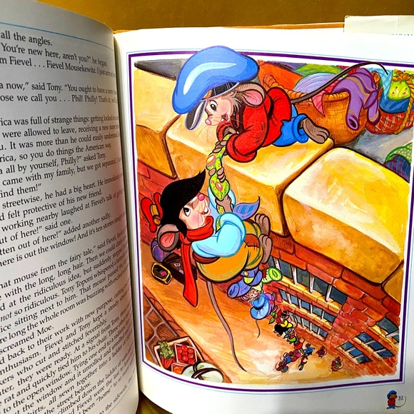 DISNEY AN AMERICAN TAIL HARD COVER BOOK w/DUST JACKET & EMBOSSED COVER VTG 1986 - Picture 7 of 16